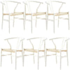 Anemone  Set of 6 Wishbone Dining Chair Beech Timber Replica Hans Wenger - White Deals499