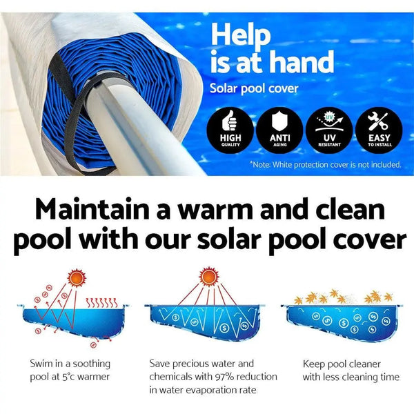 Aquabuddy 6.5x3m Pool Cover Rolloer Swimming Solar Blanket Covers Bubble Heater Deals499
