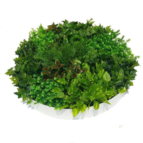 Artificial Green Wall Disc Art 100cm Mixed Ivy and Fern (Fresh White) Deals499