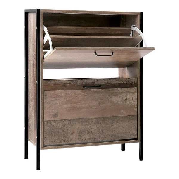Artiss 12 Pair Wooden Vintage Shoe Rack Storage Cabinet - Wood Deals499