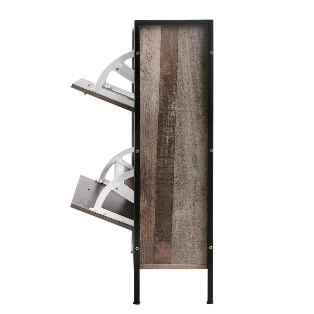 Artiss 12 Pair Wooden Vintage Shoe Rack Storage Cabinet - Wood Deals499