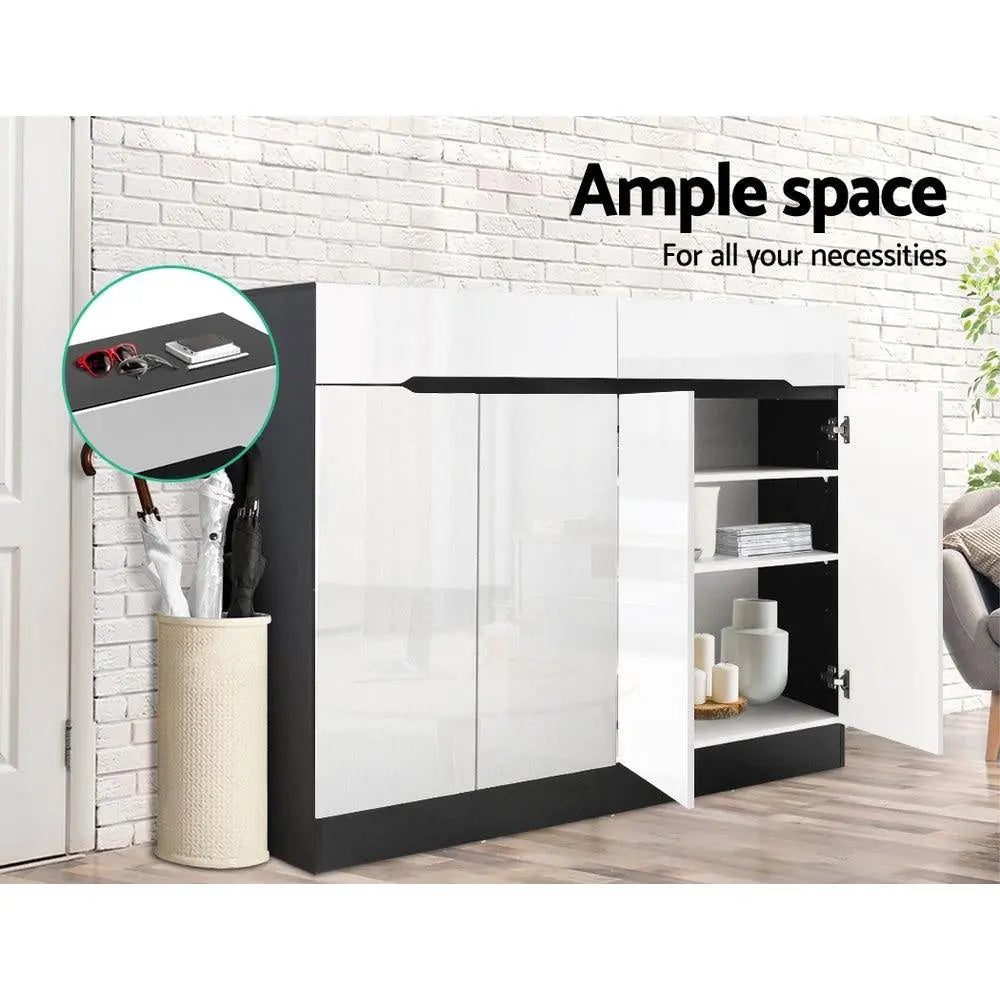 Artiss 120cm Shoe Cabinet Shoes Storage Rack High Gloss Cupboard Shelf Drawers Deals499