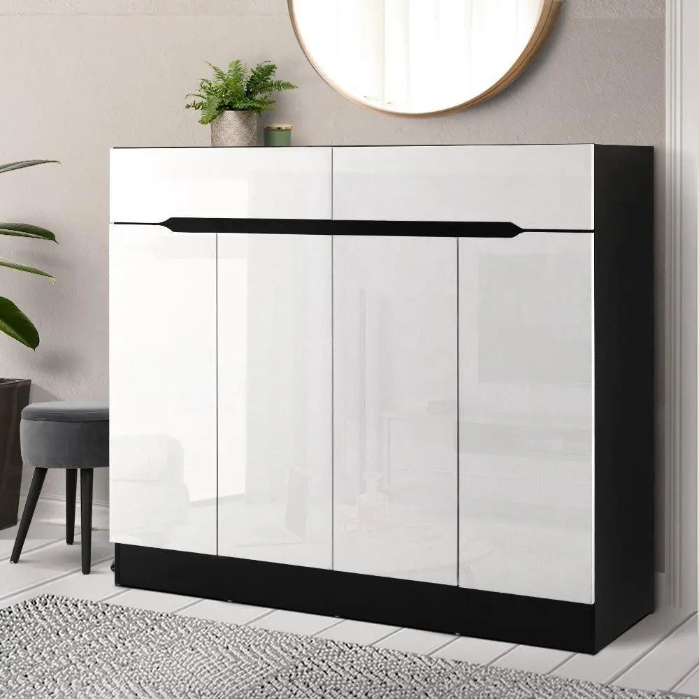 Artiss 120cm Shoe Cabinet Shoes Storage Rack High Gloss Cupboard Shelf Drawers Deals499
