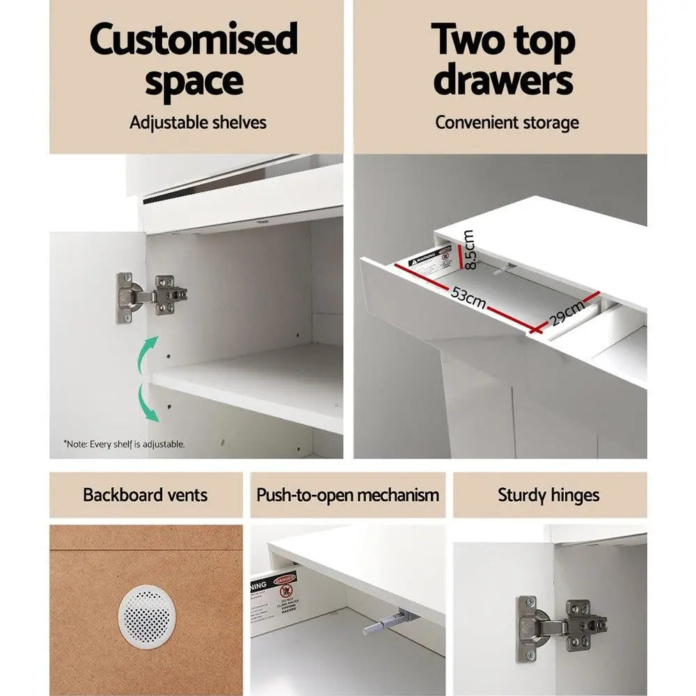 Artiss 120cm Shoe Cabinet Shoes Storage Rack High Gloss Cupboard White Drawers Deals499