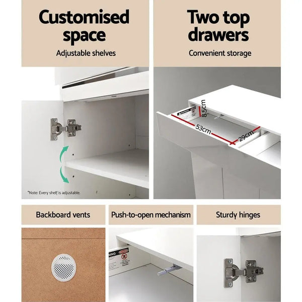 Artiss 120cm Shoe Cabinet Shoes Storage Rack High Gloss Cupboard White Drawers Deals499