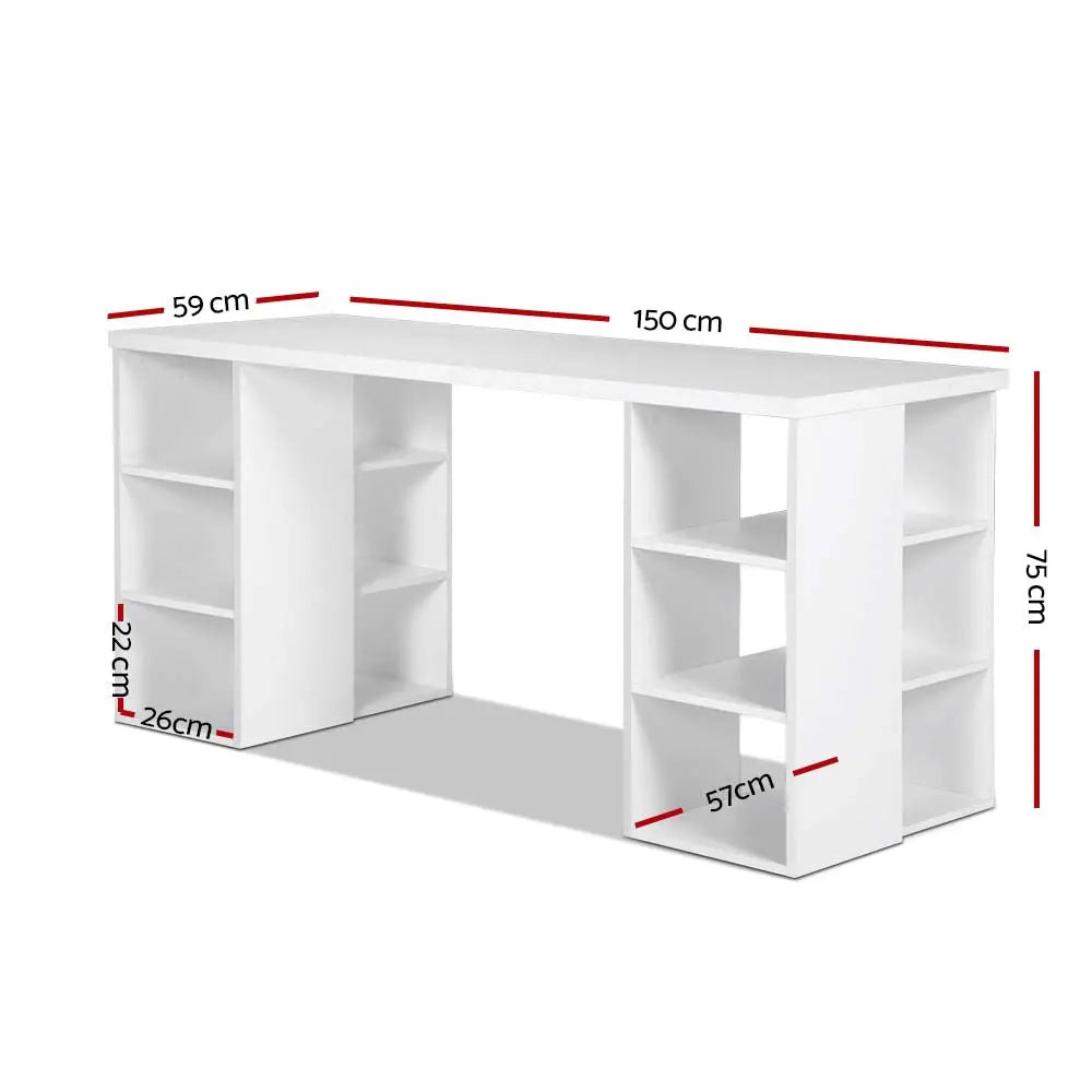 Artiss 3 Level Desk with Storage & Bookshelf - White Deals499