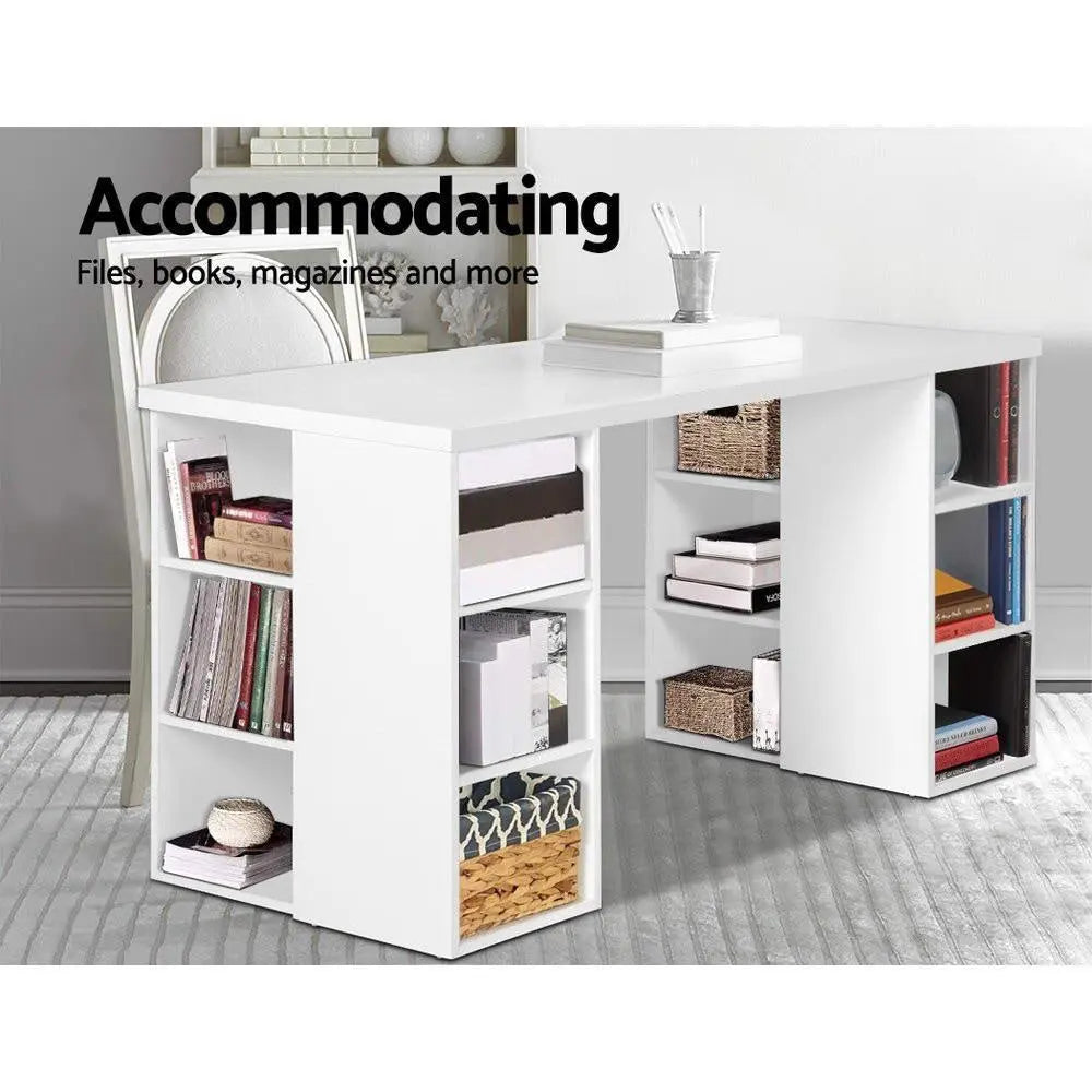 Artiss 3 Level Desk with Storage & Bookshelf - White Deals499