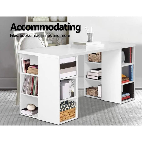 Artiss 3 Level Desk with Storage & Bookshelf - White Deals499