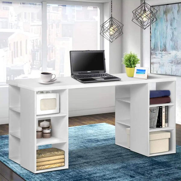 Artiss 3 Level Desk with Storage & Bookshelf - White Deals499