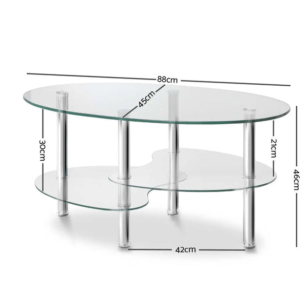 Artiss 3 Tier Coffee Table - Glass Deals499