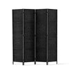 Artiss 4 Panel Room Divider Privacy Screen Rattan Woven Wood Stand Black Deals499