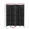 Artiss 4 Panel Room Divider Privacy Screen Rattan Woven Wood Stand Black Deals499