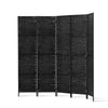 Artiss 4 Panel Room Divider Privacy Screen Rattan Woven Wood Stand Black Deals499