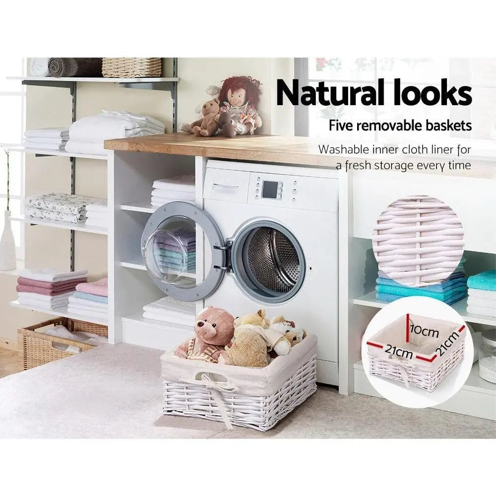 Artiss 5 Basket Storage Drawers - White Deals499