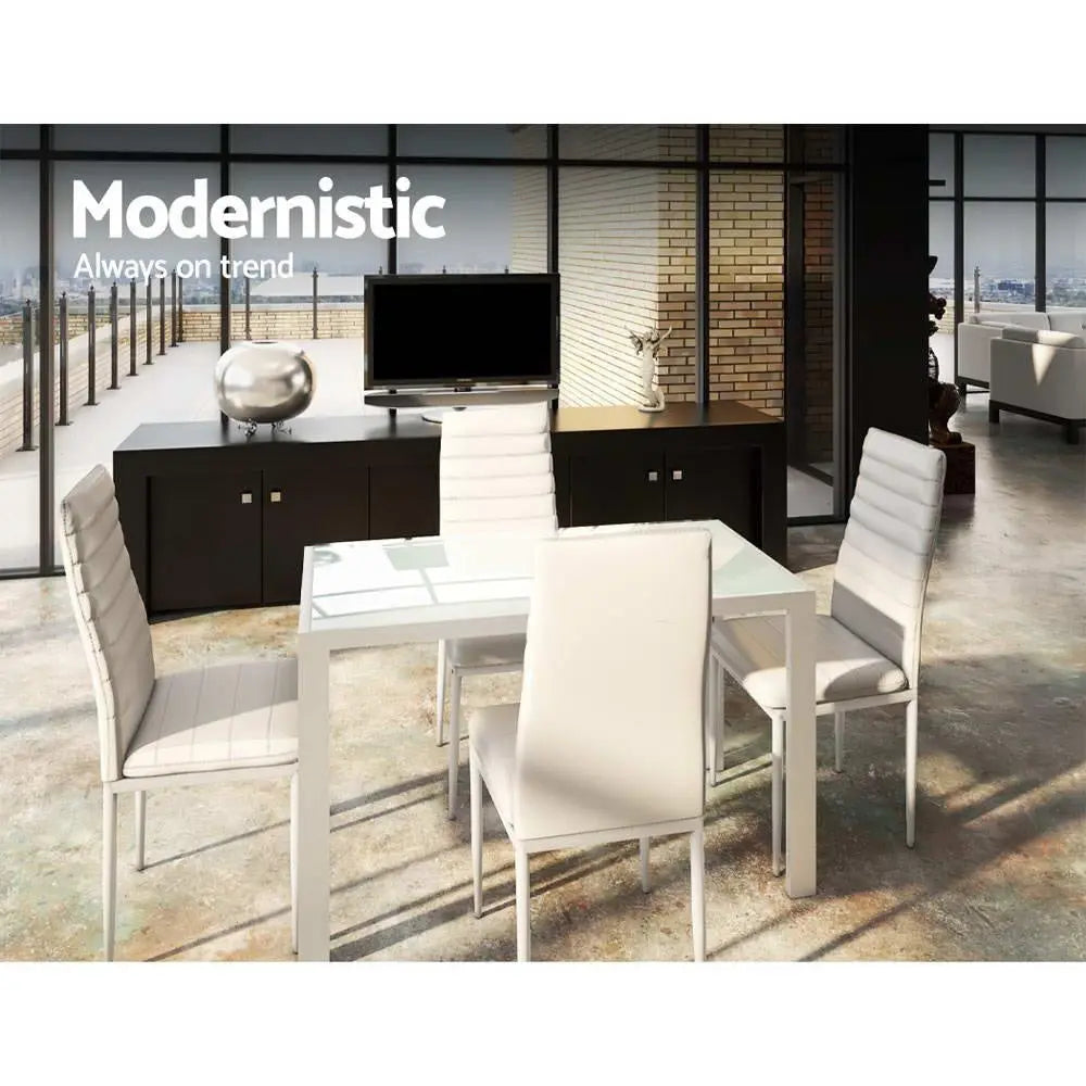 Artiss 5 Piece Dining Table Set - White Deals499