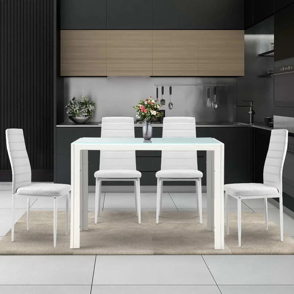 Artiss 5 Piece Dining Table Set - White Deals499