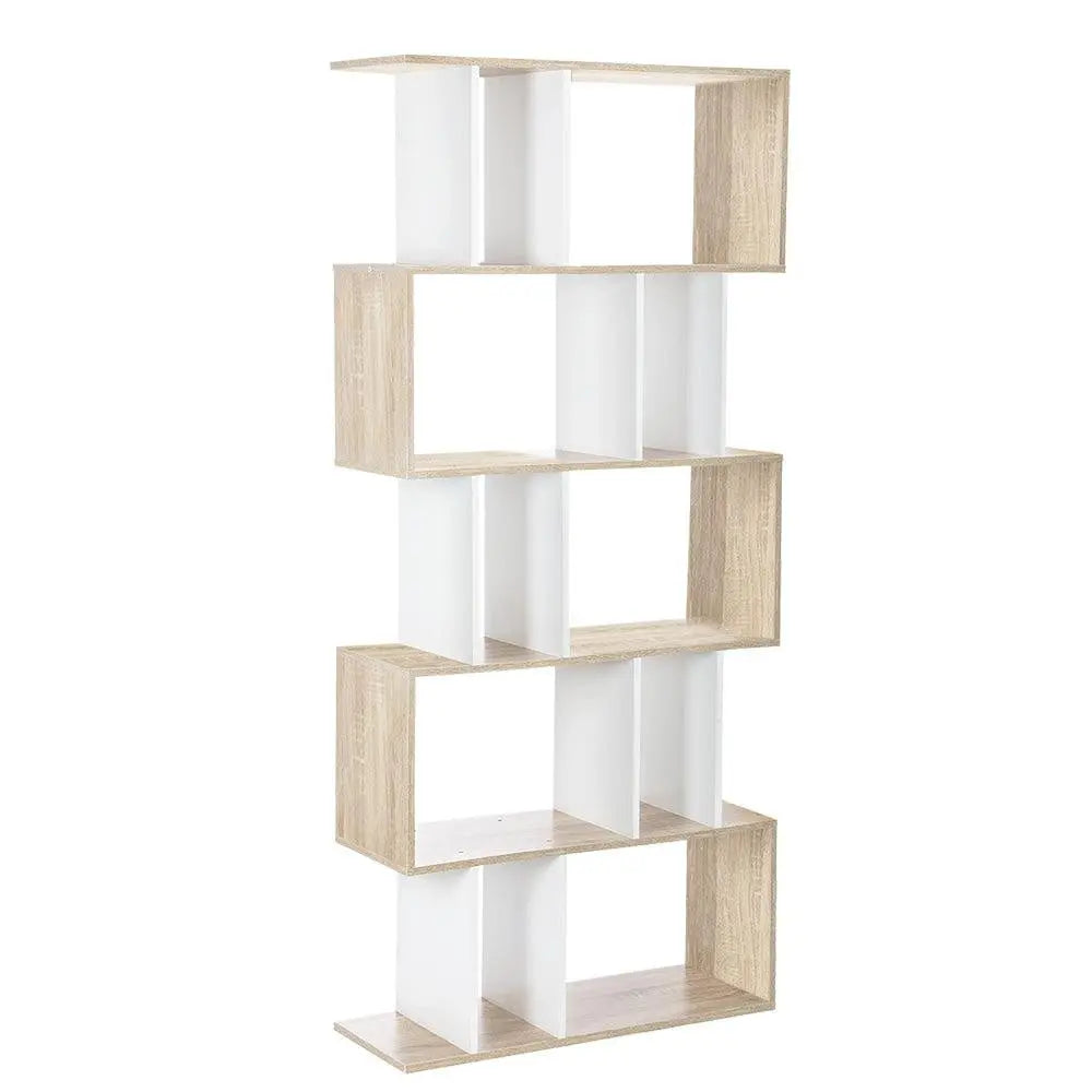 Artiss 5 Tier Display Book Storage Shelf Unit - White Brown Deals499