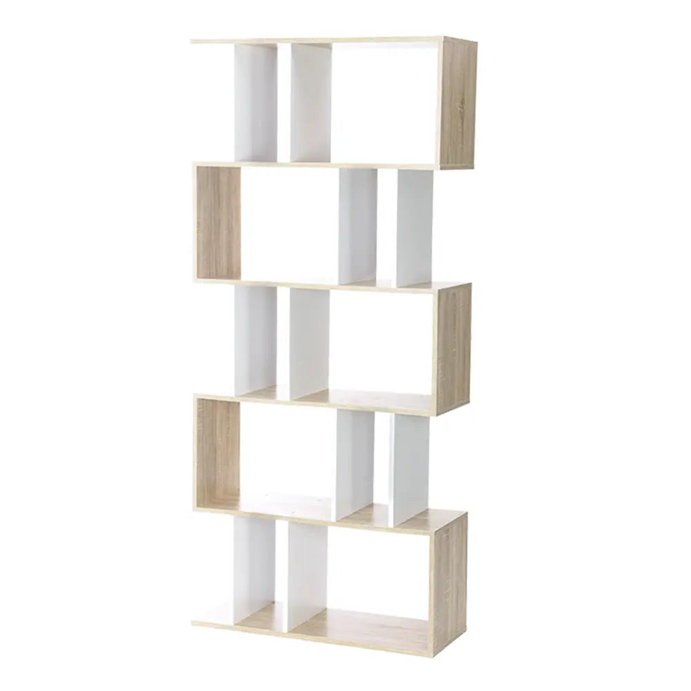 Artiss 5 Tier Display Book Storage Shelf Unit - White Brown Deals499