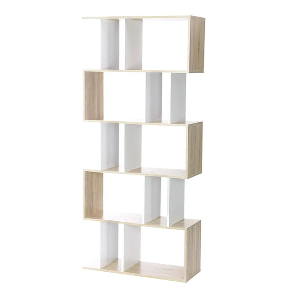 Artiss 5 Tier Display Book Storage Shelf Unit - White Brown Deals499