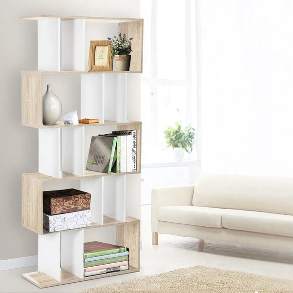 Artiss 5 Tier Display Book Storage Shelf Unit - White Brown Deals499