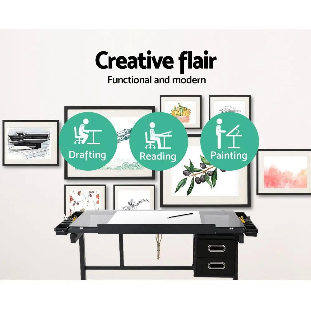 Artiss Adjustable Drawing Desk - Black and Grey Deals499