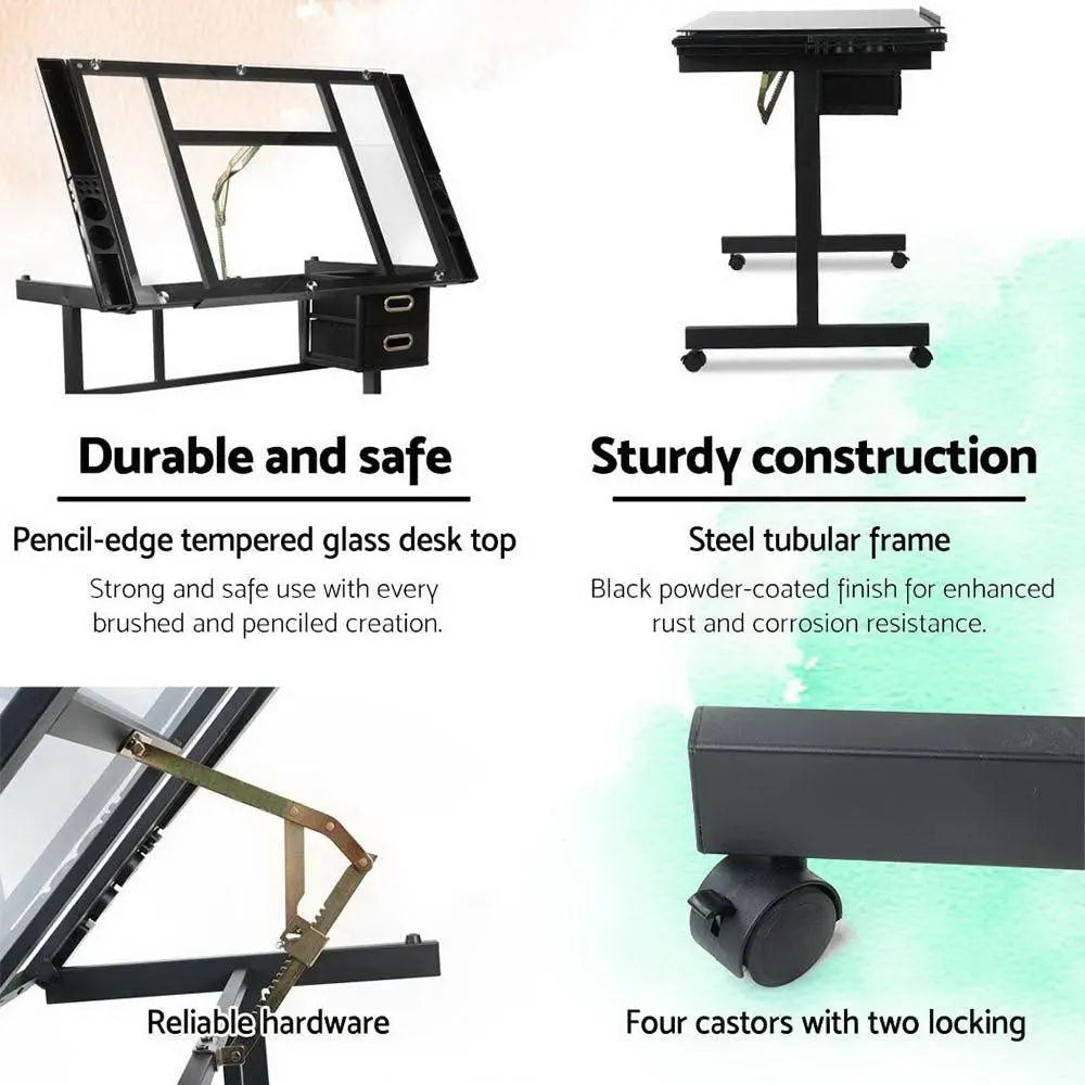 Artiss Adjustable Drawing Desk - Black and Grey Deals499