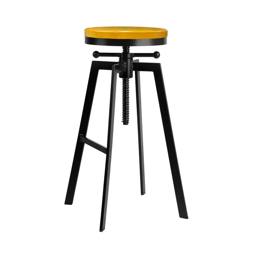 Artiss Adjustable Height Swivel Bar Stool - Black and Wood Deals499