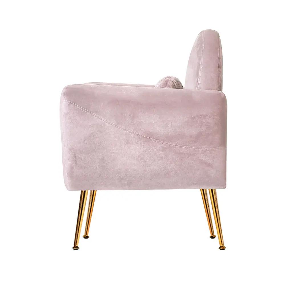 Artiss Armchair Lounge Chair Accent Armchairs Chairs Sofa Pink Velvet Cushion Deals499