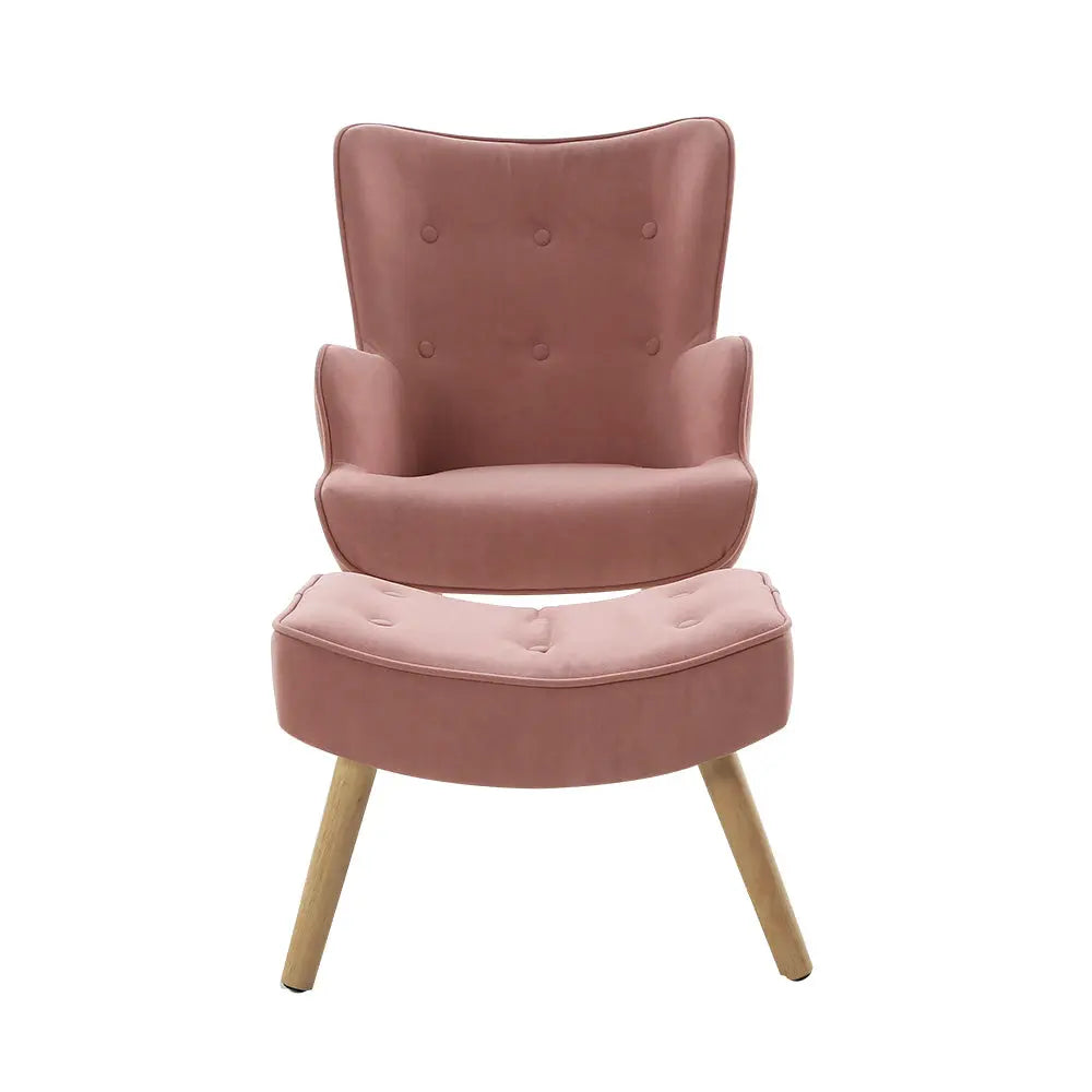 Artiss Armchair Lounge Chair Ottoman Accent Armchairs Sofa Fabric Chairs Pink Deals499
