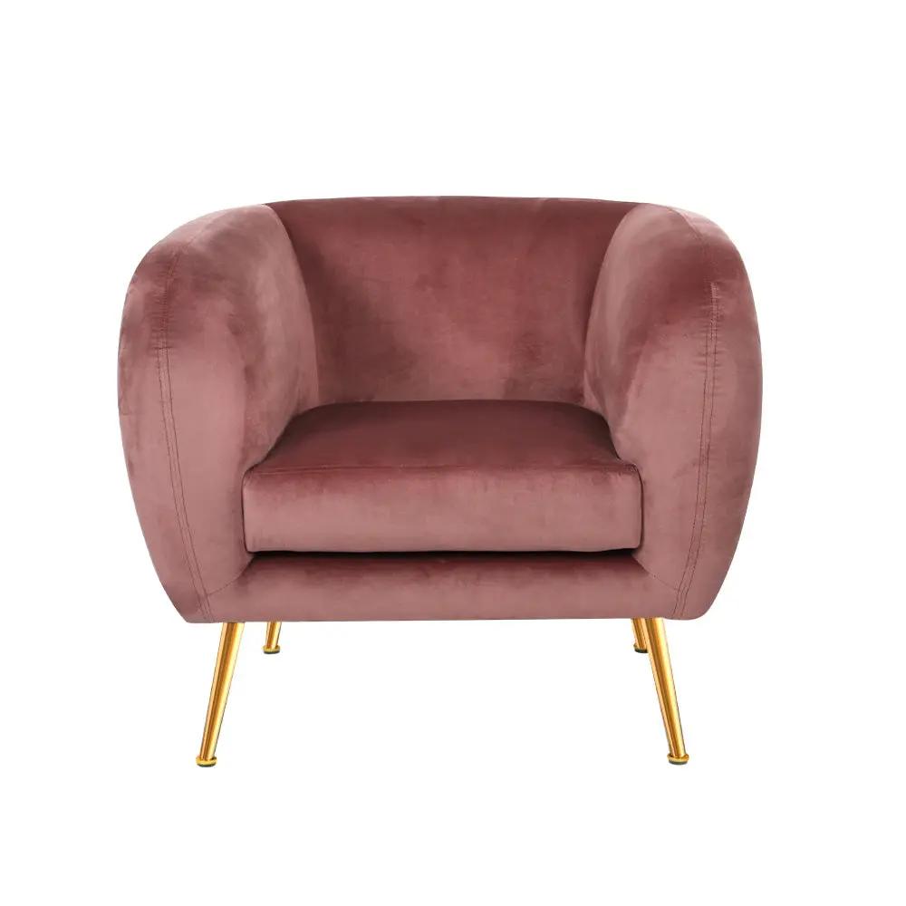 Artiss Armchair Lounge Sofa Arm Chair Accent Chairs Armchairs Couch Velvet Pink Deals499