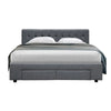 Artiss Avio Bed Frame Fabric Storage Drawers - Grey Double Deals499
