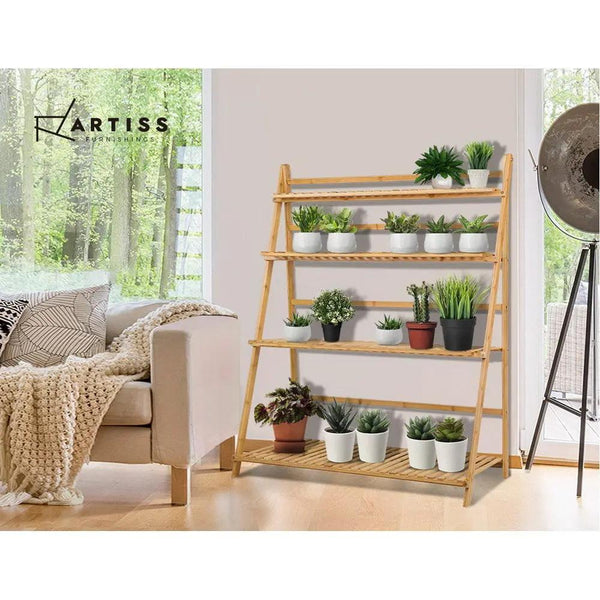 Artiss Bamboo Wooden Ladder Shelf Plant Stand Foldable Deals499
