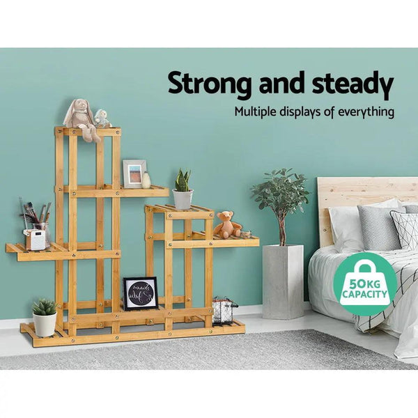 Artiss Bamboo Wooden Plant Stand Garden Planter Flower Pots Stand Shelf Deals499