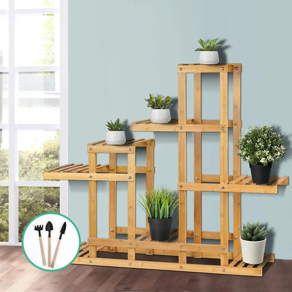 Artiss Bamboo Wooden Plant Stand Garden Planter Flower Pots Stand Shelf Deals499