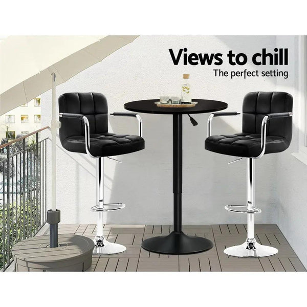 Artiss Bar Table Kitchen Tables Swivel Round Metal Black Deals499