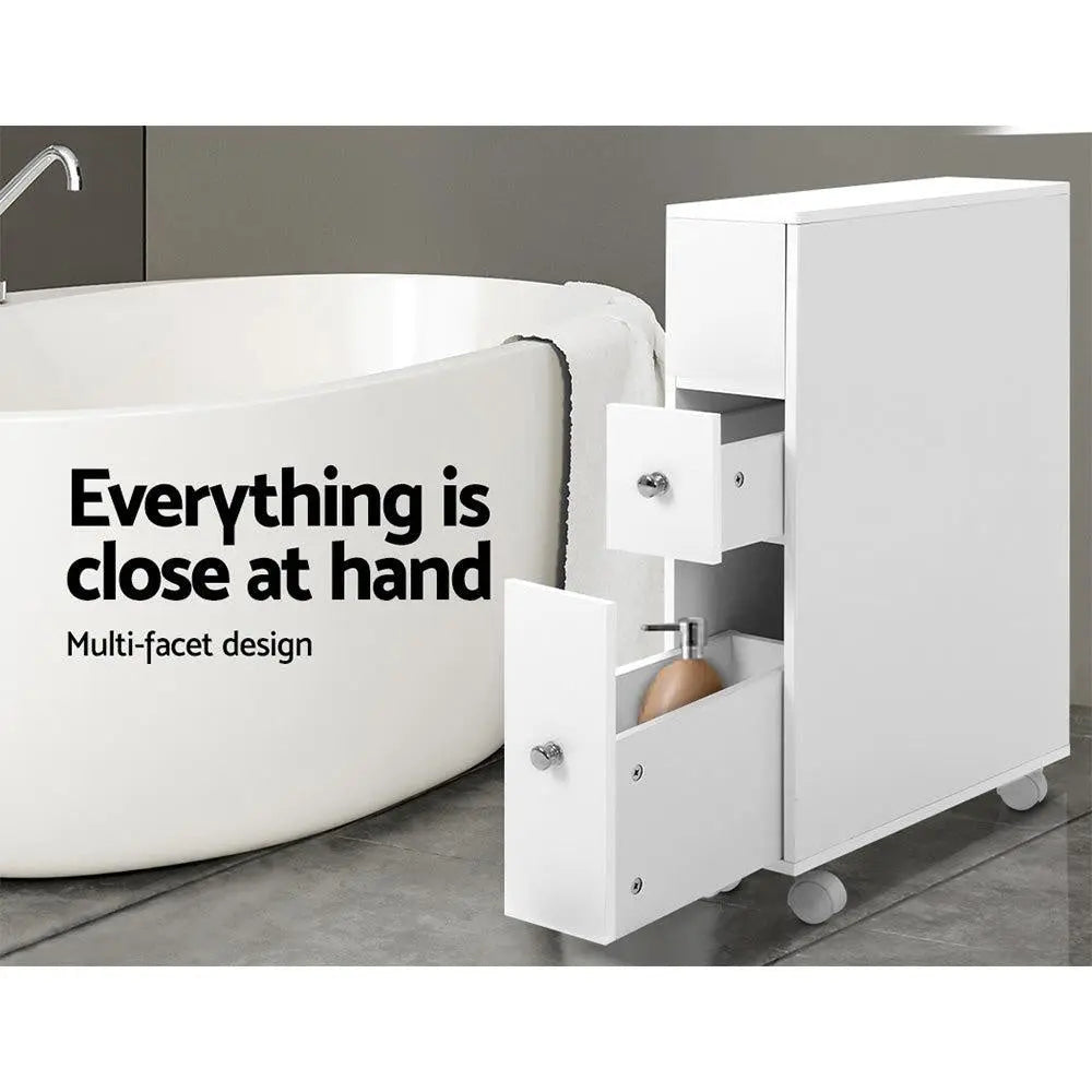 Artiss Bathroom Storage Toilet Cabinet Caddy Holder Drawer Basket With Wheels Deals499