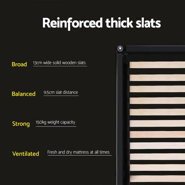 Artiss Bed Frame Double Size Base Mattress Platform Leather Wooden Black NEO Deals499