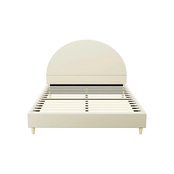 Artiss Bed Frame Double Size Bed Base w Arched Headboard Velvet Fabric Cream from Deals499 at Deals499