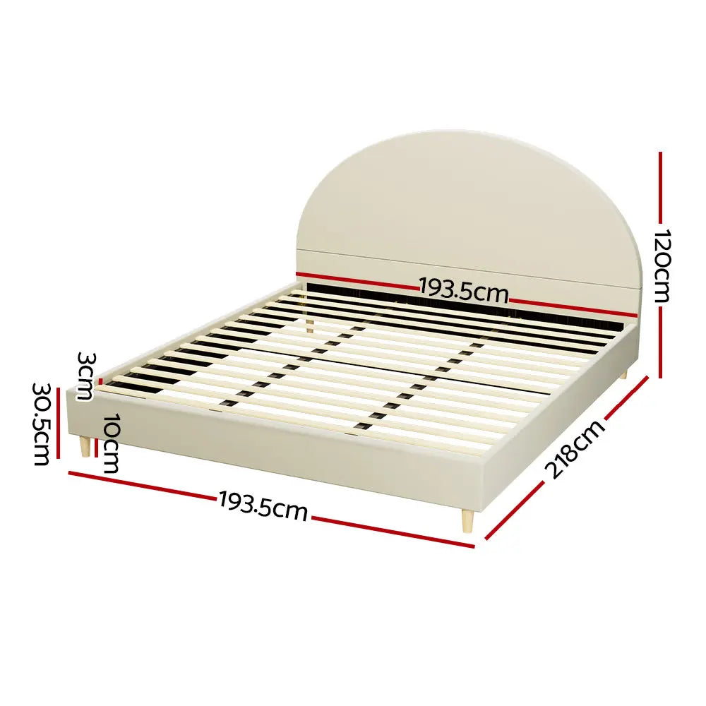 Artiss Bed Frame King Size Bed Base w Arched Headboard Velvet Fabric Cream from Deals499 at Deals499