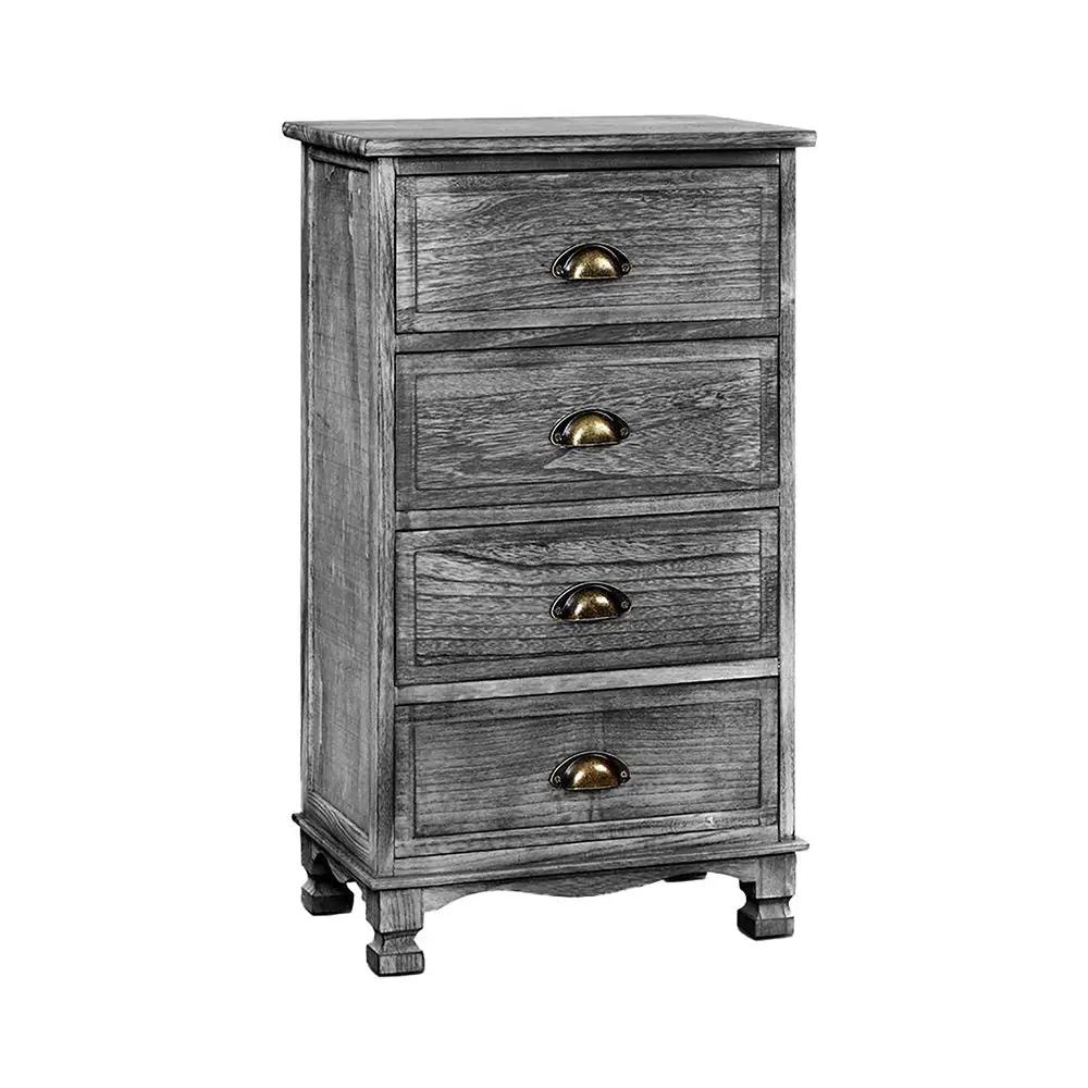 Artiss Bedside Tables Drawers Cabinet Vintage 4 Chest of Drawers Grey Nightstand Deals499