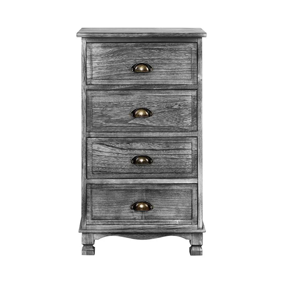 Artiss Bedside Tables Drawers Cabinet Vintage 4 Chest of Drawers Grey Nightstand Deals499