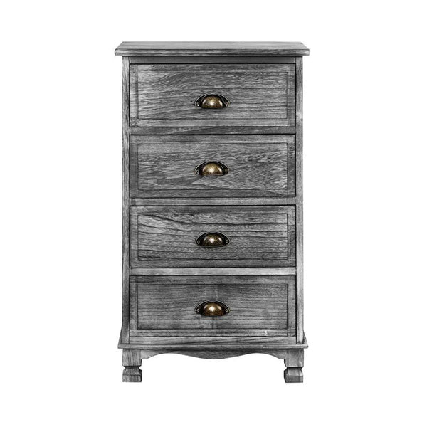 Artiss Bedside Tables Drawers Cabinet Vintage 4 Chest of Drawers Grey Nightstand Deals499