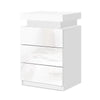 Artiss Bedside Tables Side Table 3 Drawers RGB LED High Gloss Nightstand White Deals499