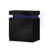 Artiss Bedside Tables Side Table Drawers RGB LED High Gloss Nightstand Black Deals499
