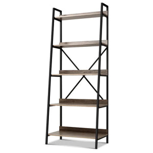 Artiss Bookshelf 5Tier Metal Bookcase Bookshelves Oak Book Shelf Display Storage Deals499