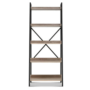 Artiss Bookshelf 5Tier Metal Bookcase Bookshelves Oak Book Shelf Display Storage Deals499