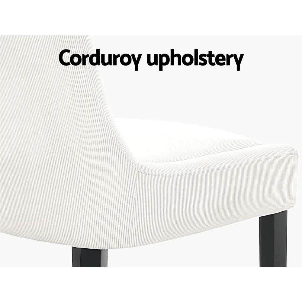 Artiss Dining Chairs Kitchen Cafe Chairs Corduroy Upholstered Beige Set of 2 from Deals499 at Deals499