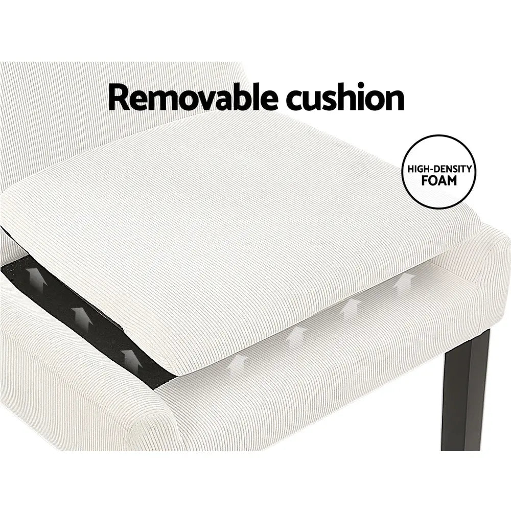 Artiss Dining Chairs Kitchen Cafe Chairs Corduroy Upholstered Beige Set of 2 from Deals499 at Deals499