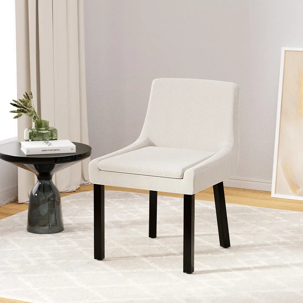 Artiss Dining Chairs Kitchen Cafe Chairs Corduroy Upholstered Beige Set of 2 from Deals499 at Deals499