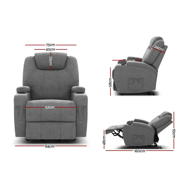Artiss Electric Massage Chair Recliner Sofa Lift Motor Armchair Heating Fabric Deals499